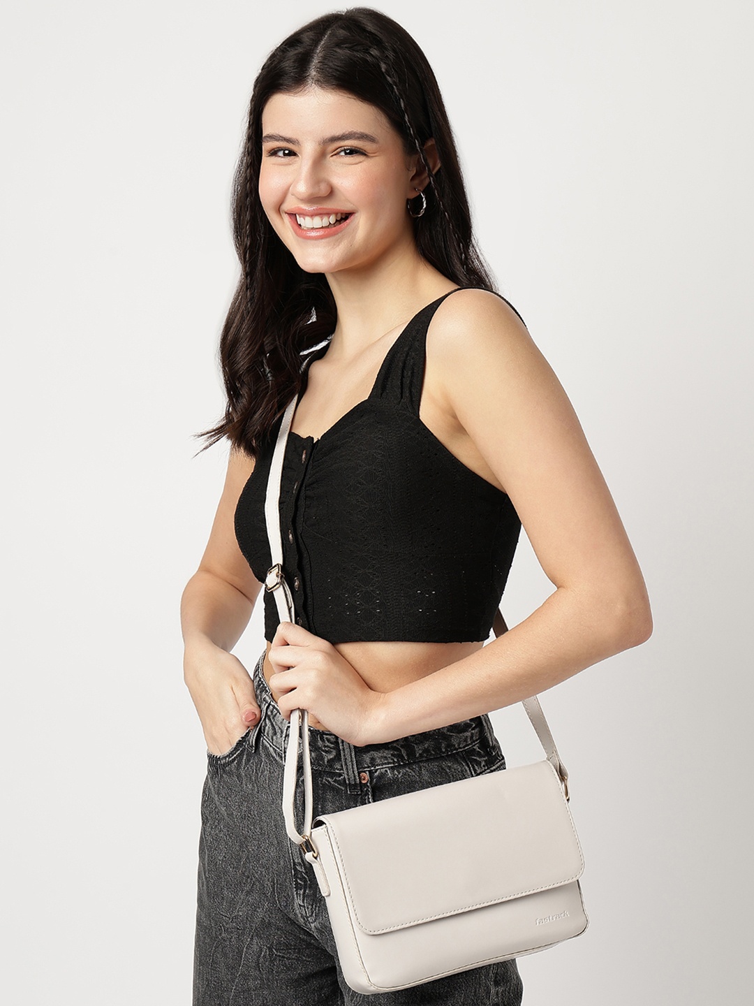 

Fastrack Women Pumice Casual Sling Bag, White