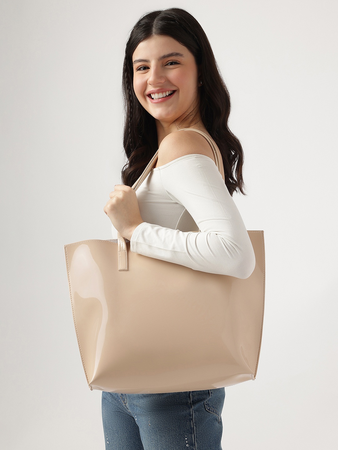 

Fastrack Textured Oversized Shopper Tote Bag, White