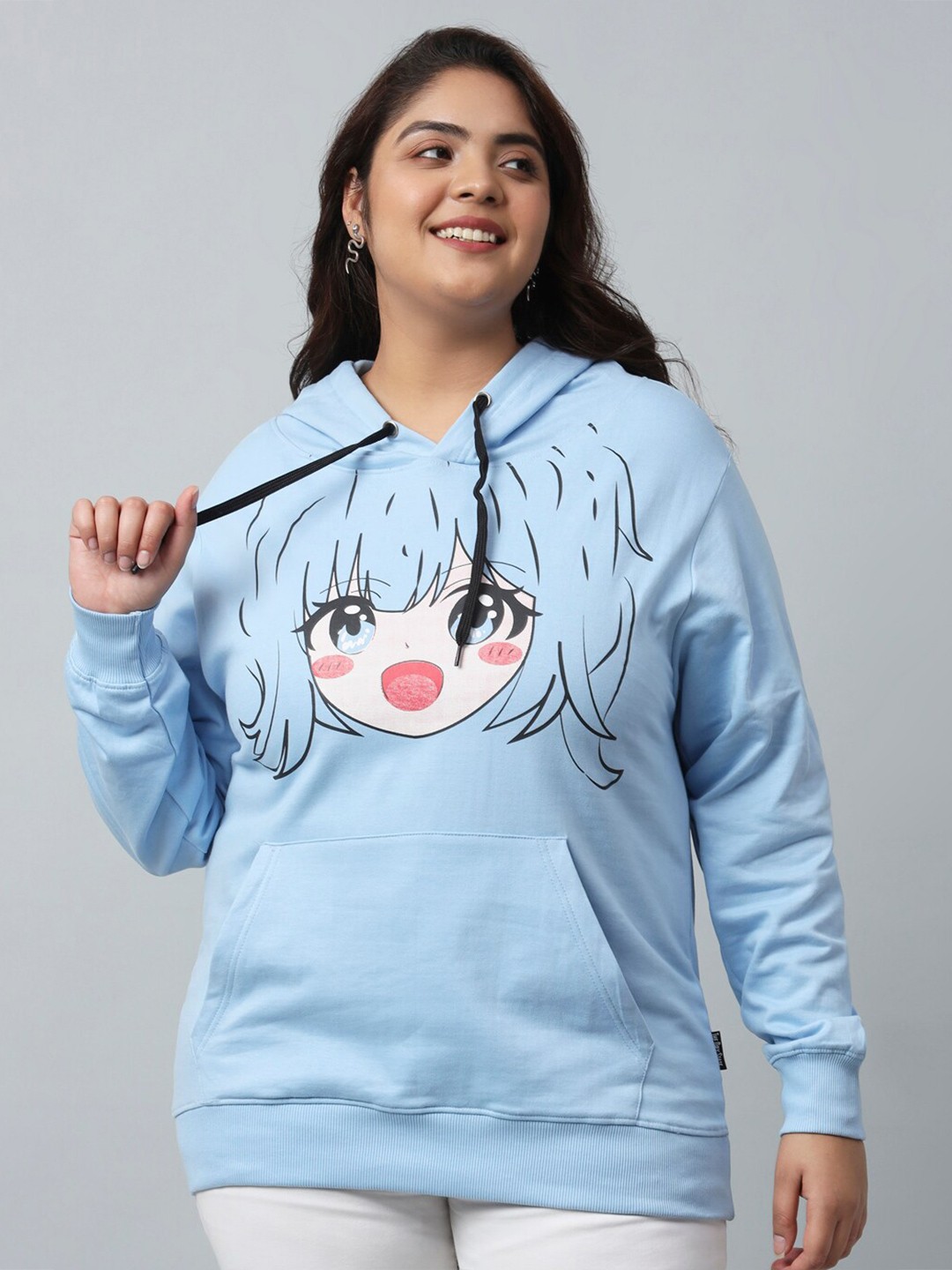 

BEYOUND SIZE - THE DRY STATE Graphic Printed Hooded Fleece Sweatshirt, Blue