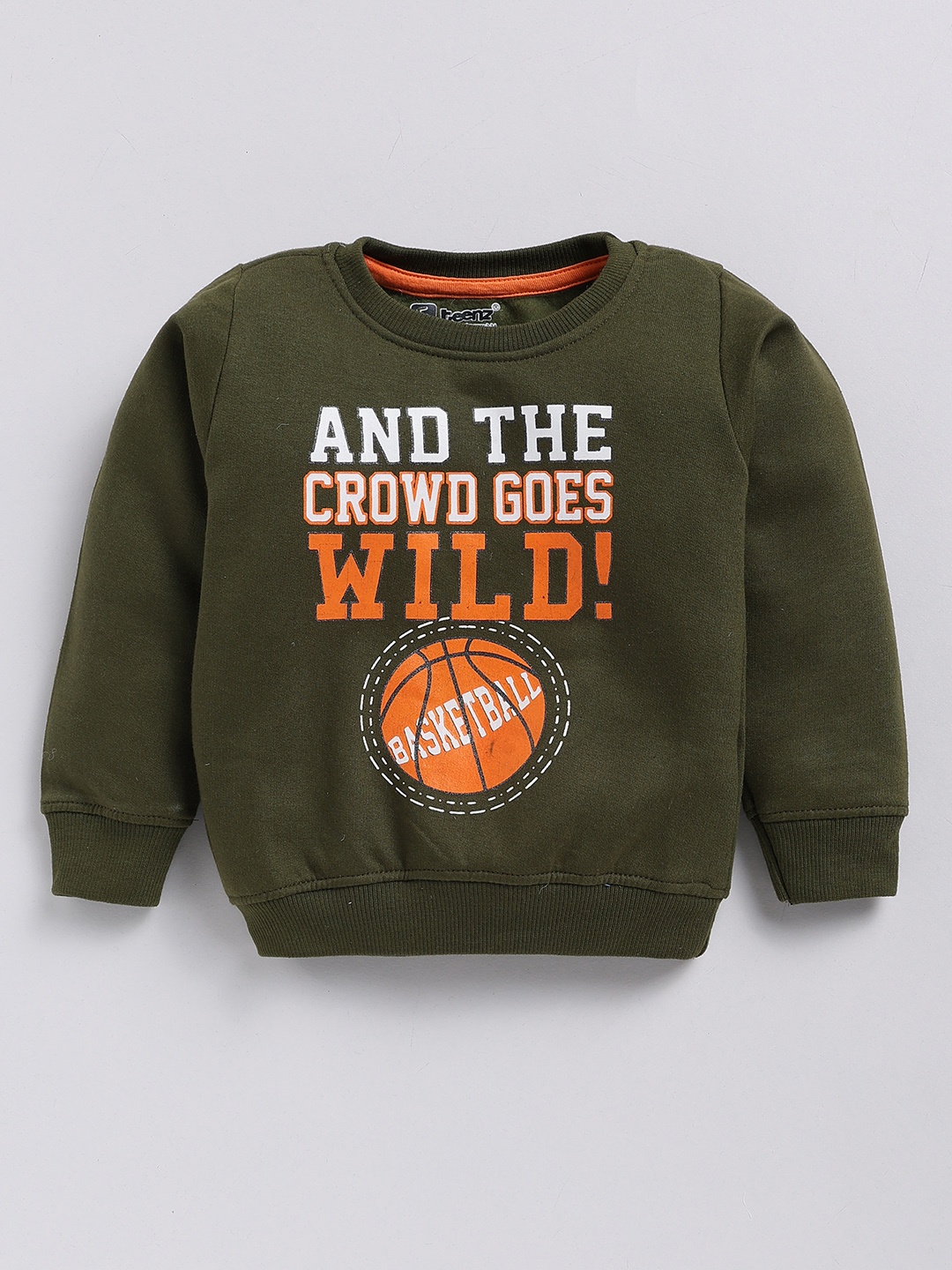 

Eteenz Boys Graphic Printed Typography Detailed Premium Cotton Sweatshirt, Olive