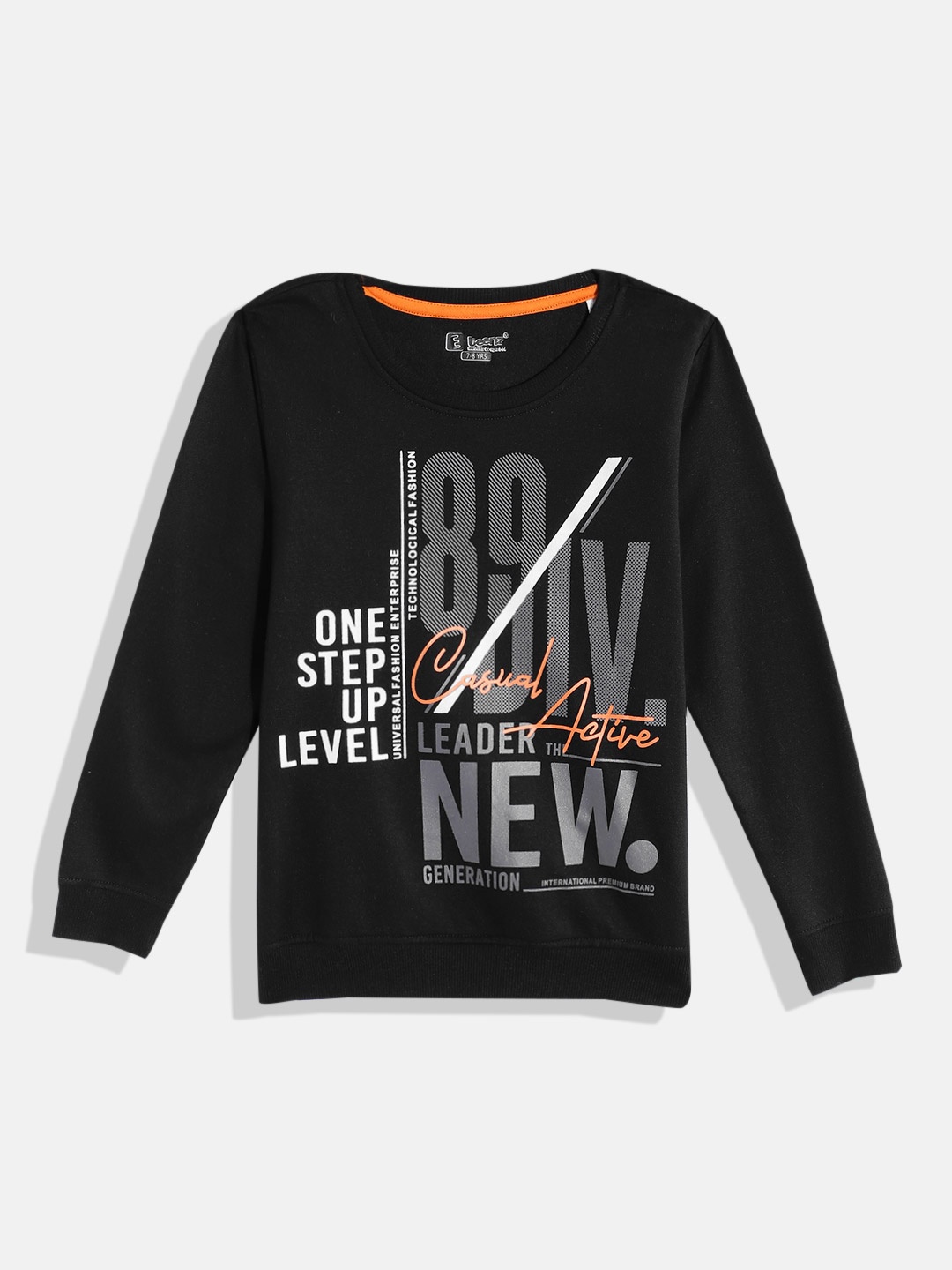 

Eteenz Boys Premium Cotton Typography Printed Sweatshirt, Black