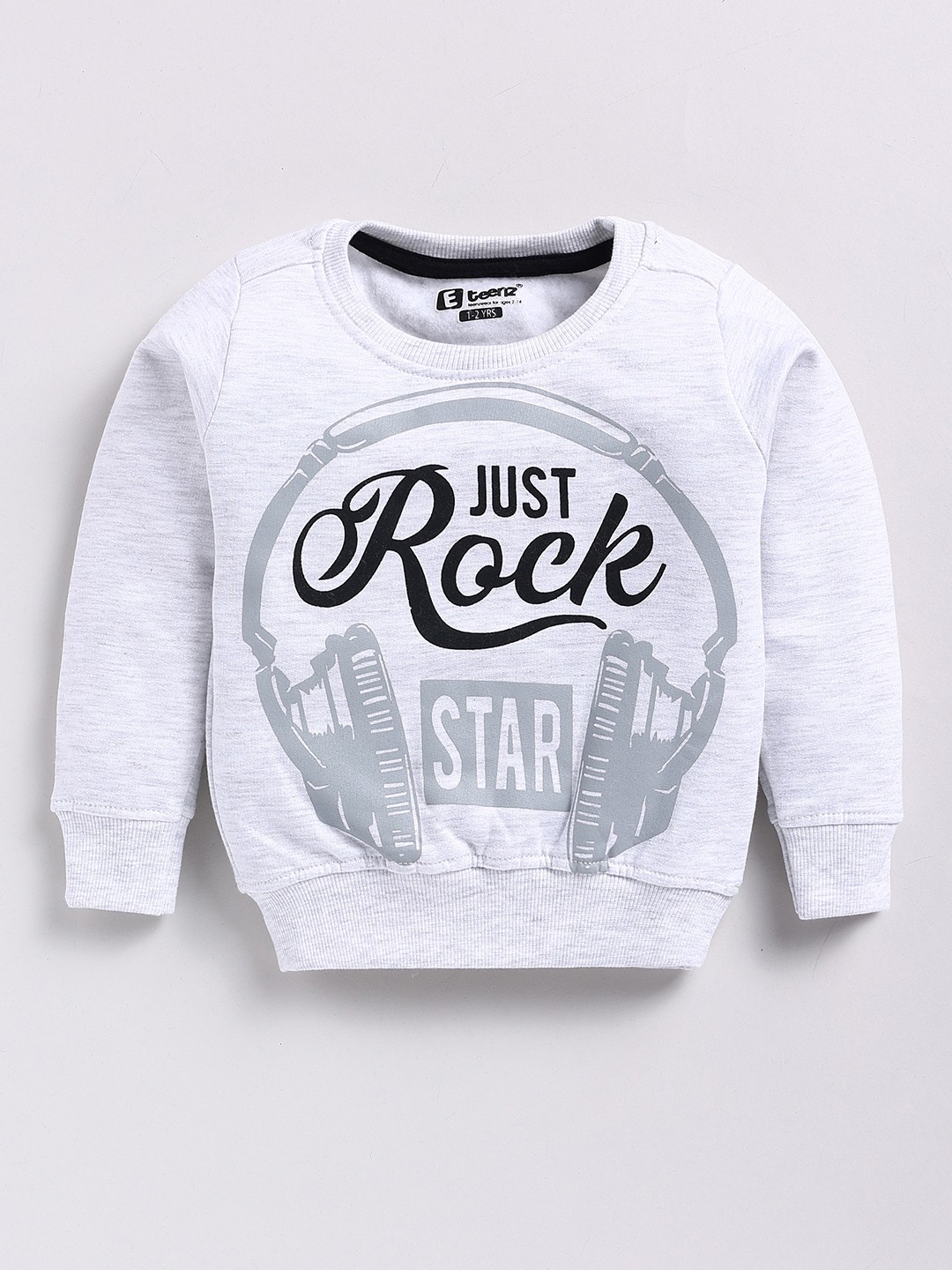 

Eteenz Boys Premium Cotton Typography Printed Sweatshirt, Grey melange