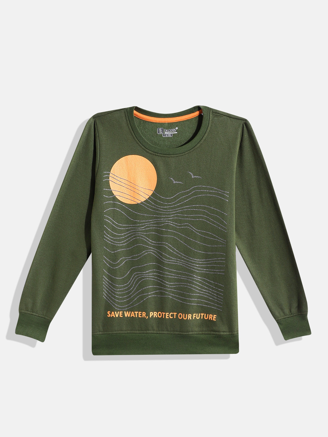 

Eteenz Boys Printed Premium Cotton Sweatshirt, Olive