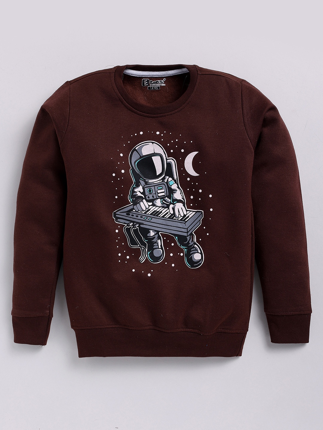 

Eteenz Boys Printed Premium Cotton Sweatshirt, Brown