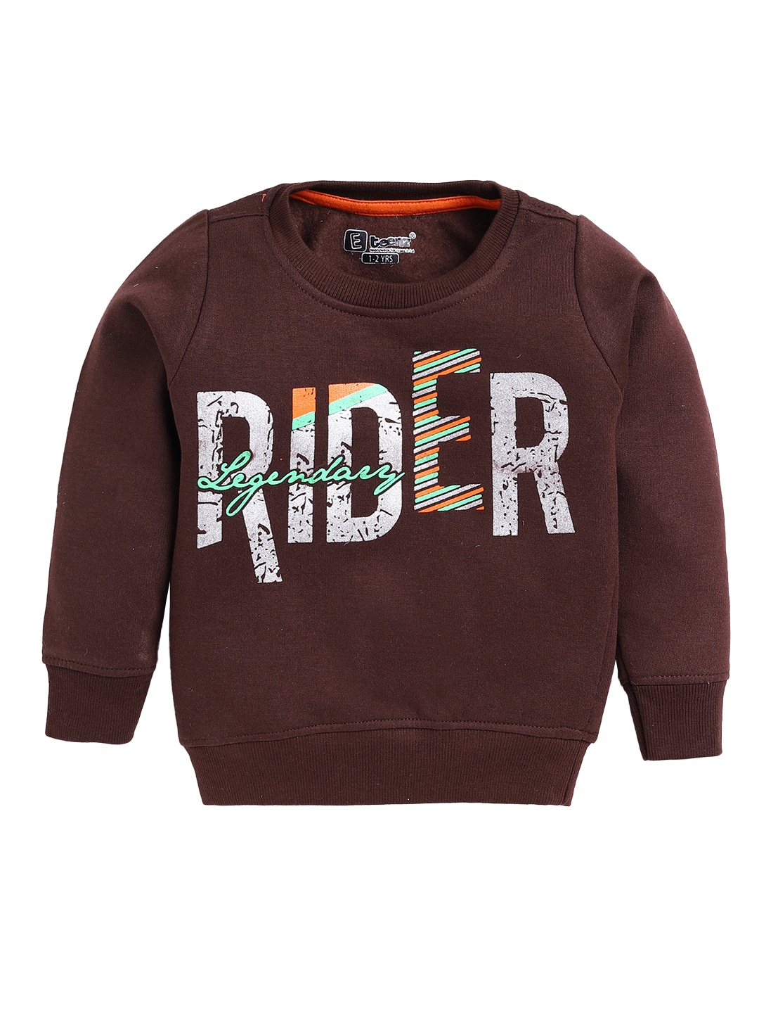 

Eteenz Boys Premium Cotton Typography Printed Sweatshirt, Coffee brown