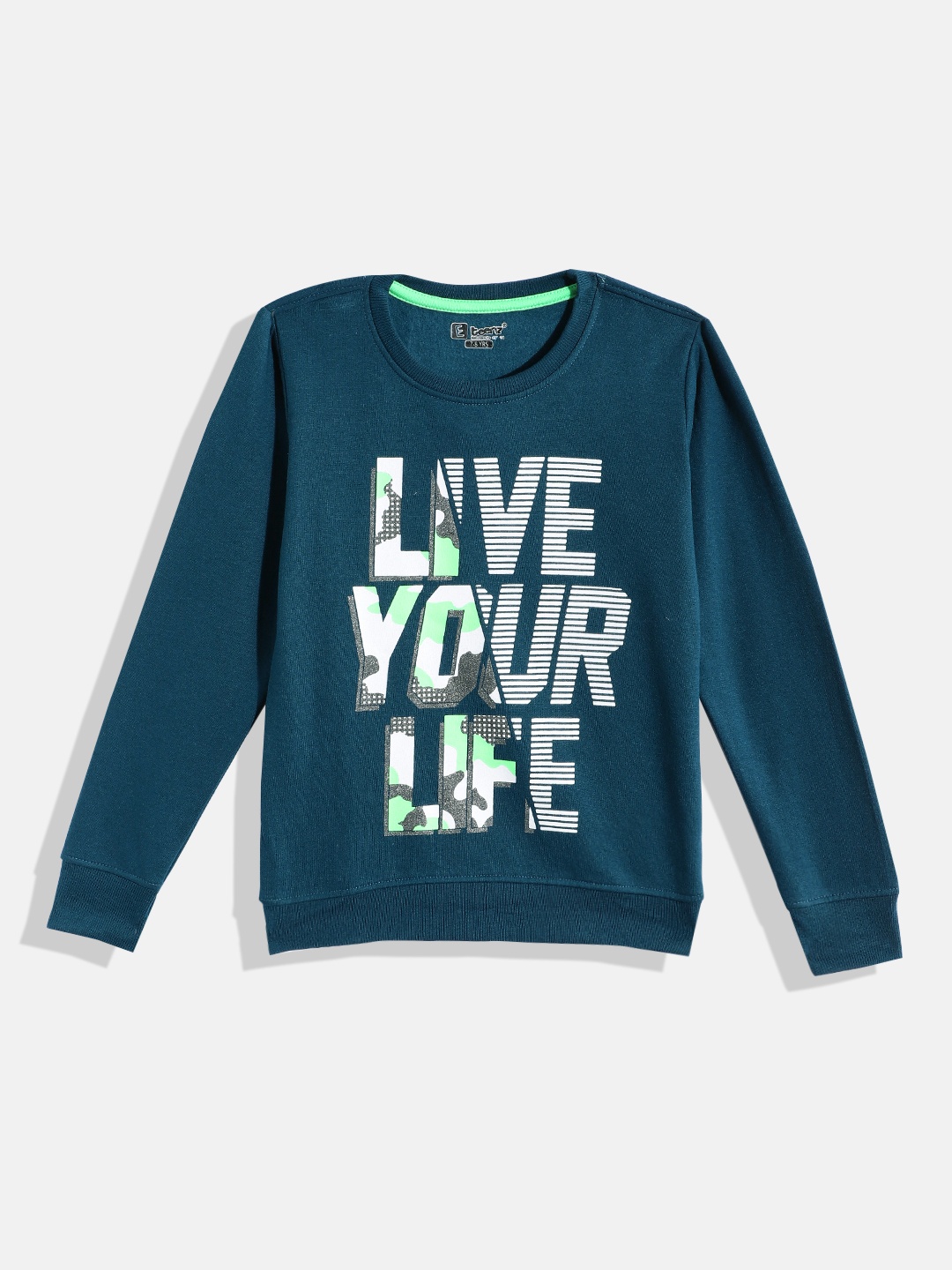 

Eteenz Boys Printed Premium Cotton Sweatshirt, Teal