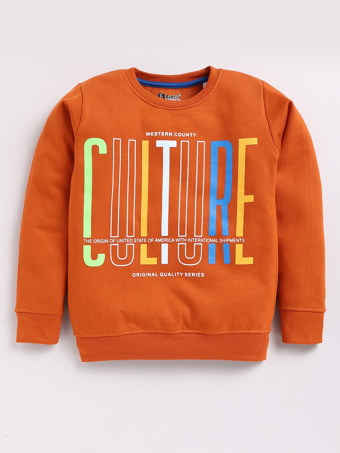 

Eteenz Boys Printed Premium Cotton Sweatshirt, Rust
