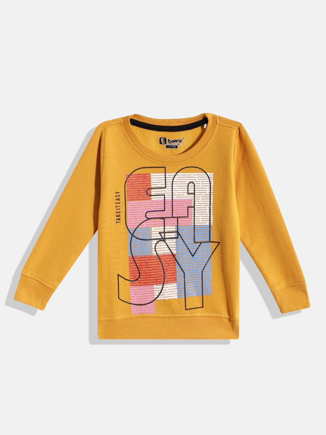 

Eteenz Boys Printed Premium Cotton Sweatshirt, Mustard