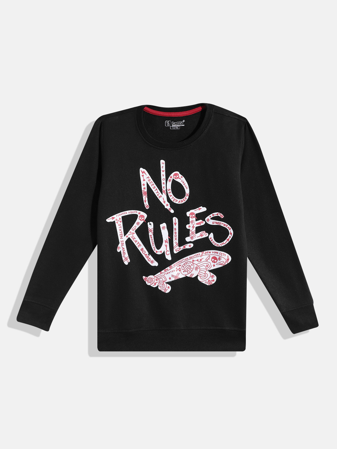 

Eteenz Boys Printed Premium Cotton Sweatshirt, Black