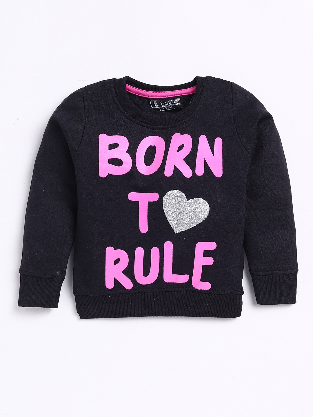 

Eteenz Girls Typography Printed Round-Neck Premium Cotton Sweatshirt, Black