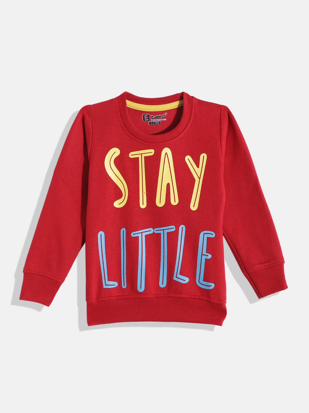 

Eteenz Girls Typography Printed Round-Neck Premium Cotton Sweatshirt, Red
