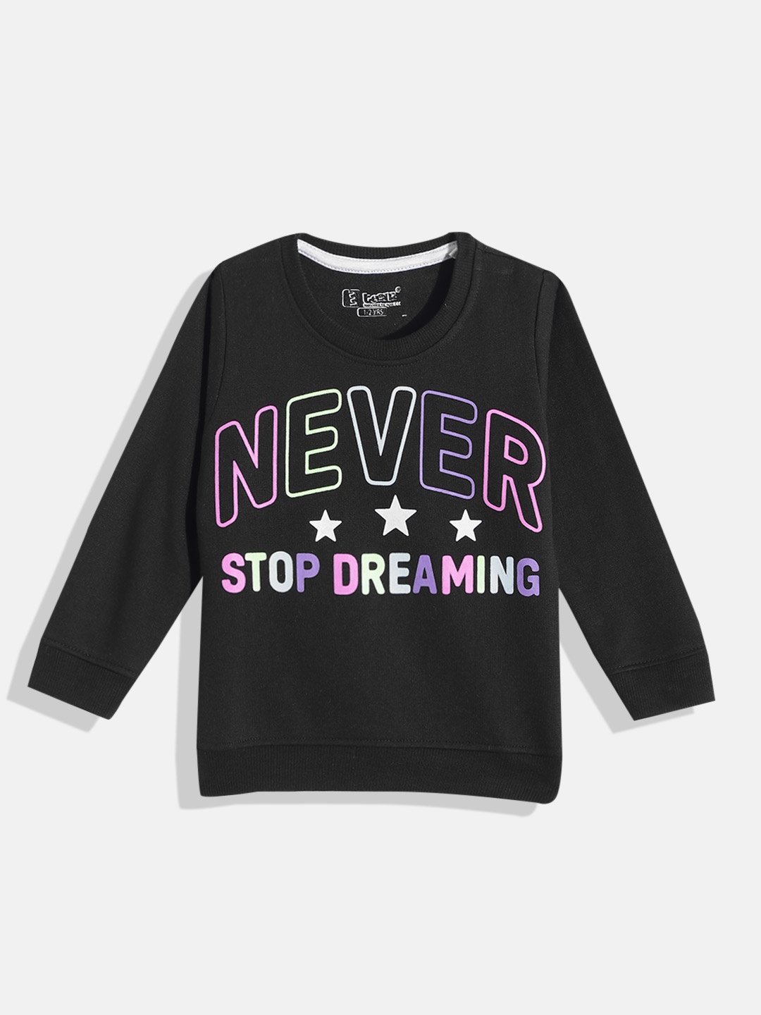 

Eteenz Girls Printed Premium Cotton Sweatshirt, Black