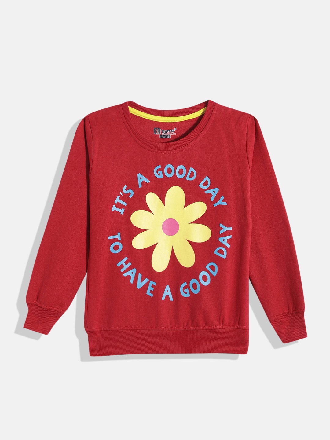 

Eteenz Girls Printed Premium Cotton Sweatshirt, Red