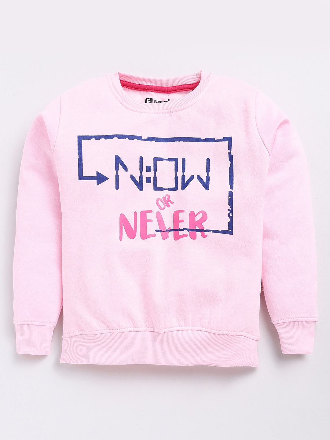 

Eteenz Girls Typography Printed Round-Neck Premium Cotton Sweatshirt, Pink
