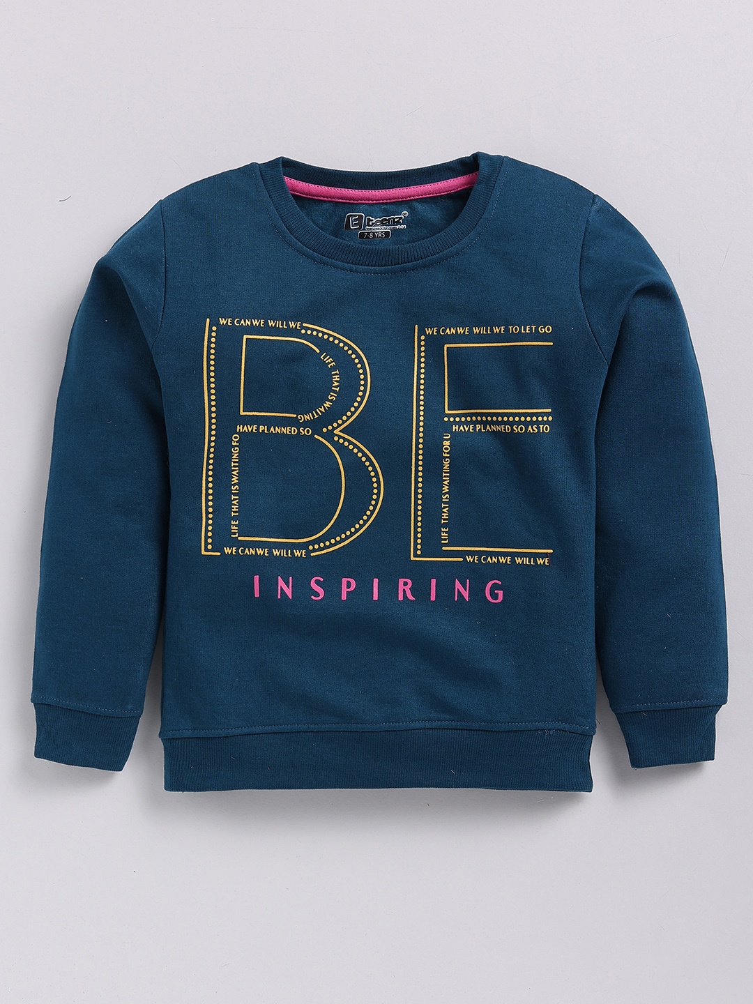 

Eteenz Girls Typography Printed Round-Neck Premium Cotton Sweatshirt, Teal