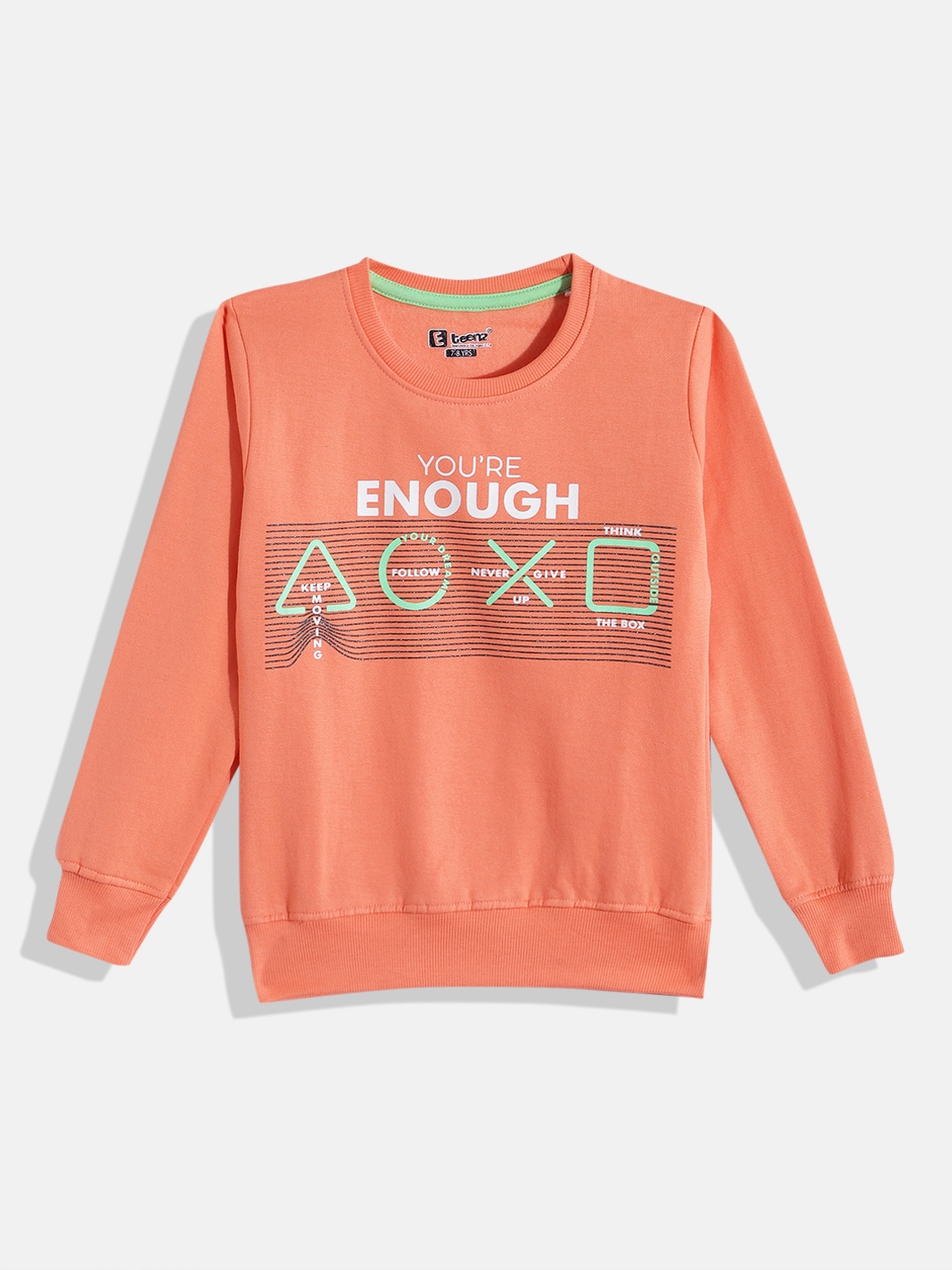 

Eteenz Girls Printed Premium Cotton Sweatshirt, Coral