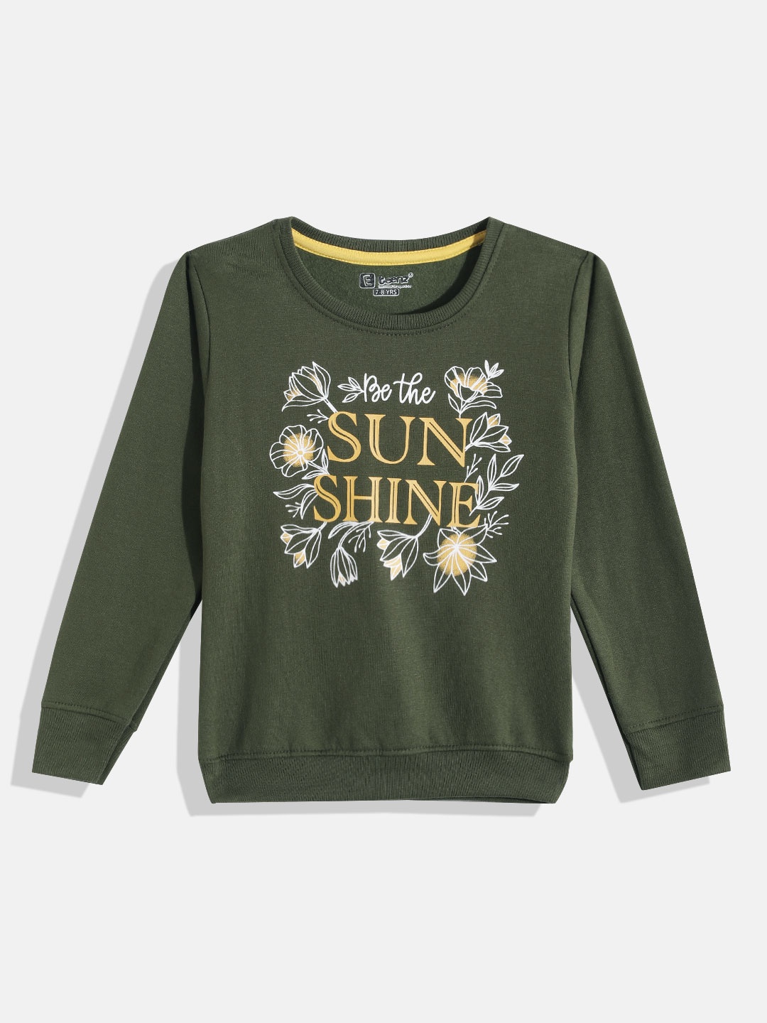 

Eteenz Girls Printed Premium Cotton Sweatshirt, Olive