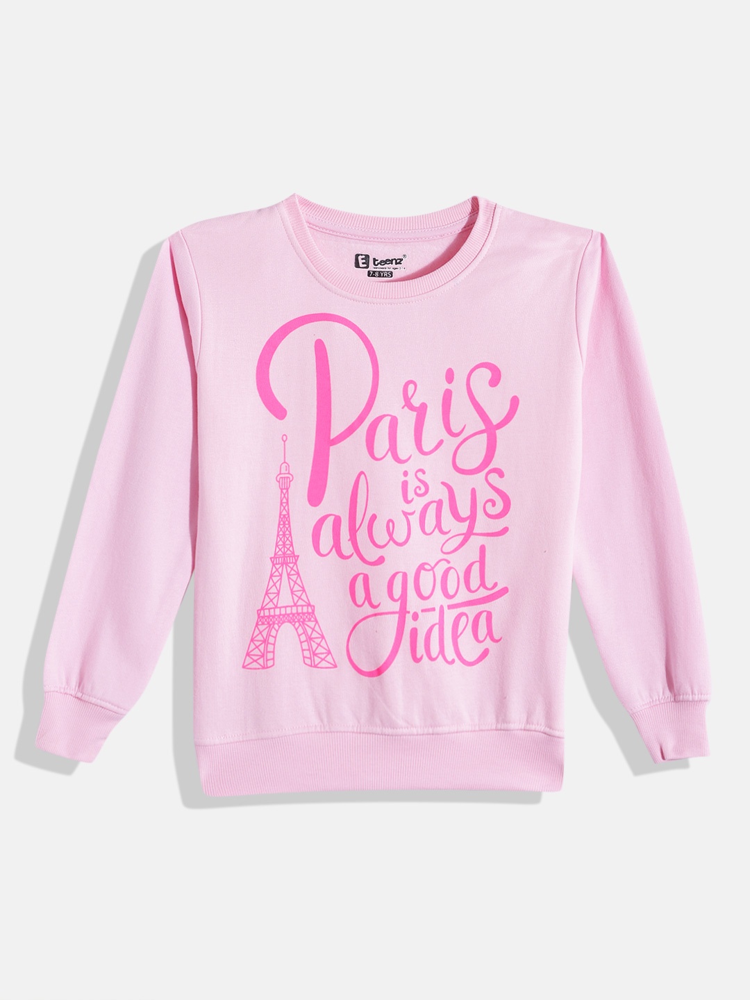 

Eteenz Girls Printed Premium Cotton Sweatshirt, Pink