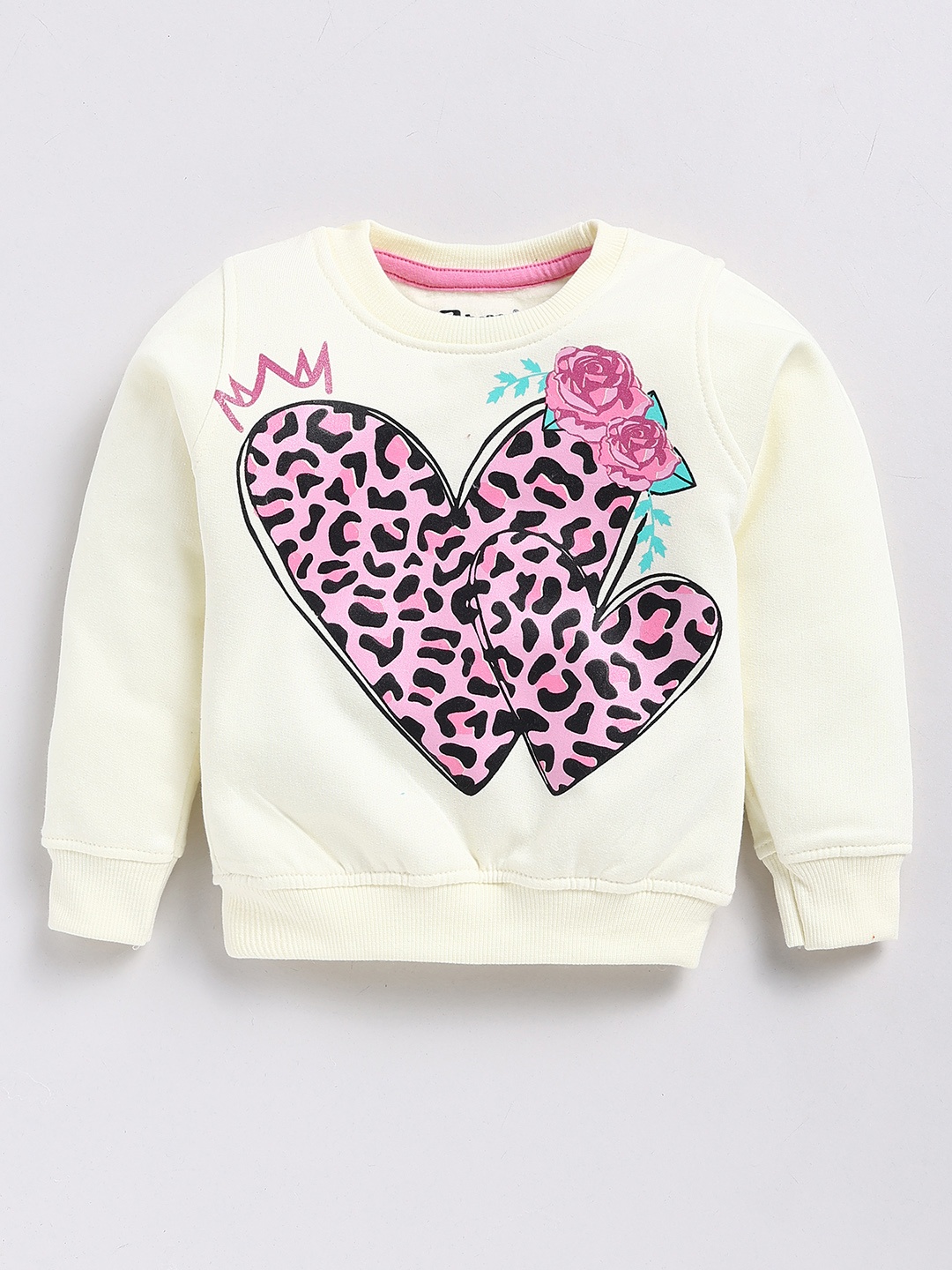 

Eteenz Girls Off White Printed Sweatshirt