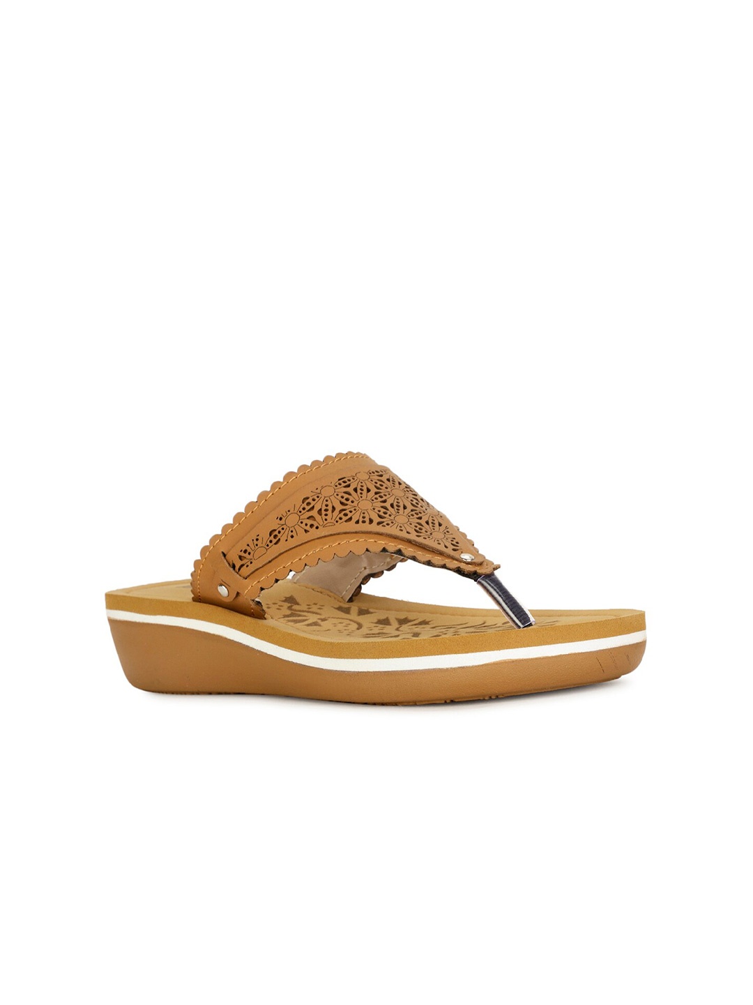 

Bata Laser Cut Open Toe Flatform Heels, Tan