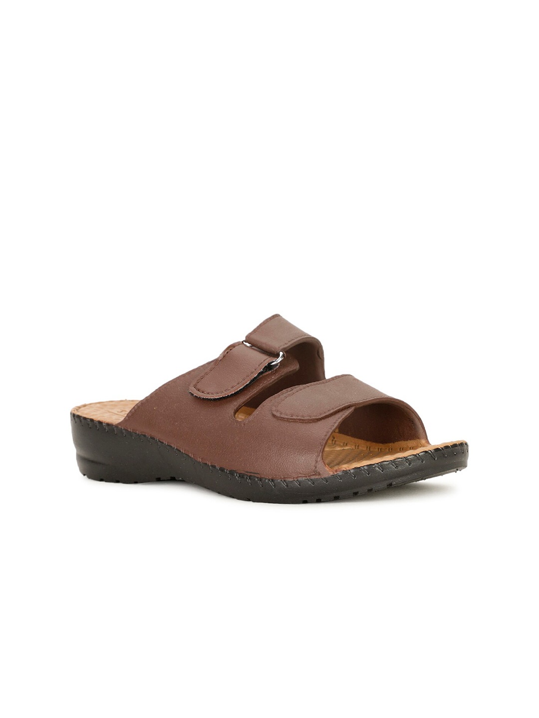 

Bata Double Straps Open Toe Comfort Heels, Brown