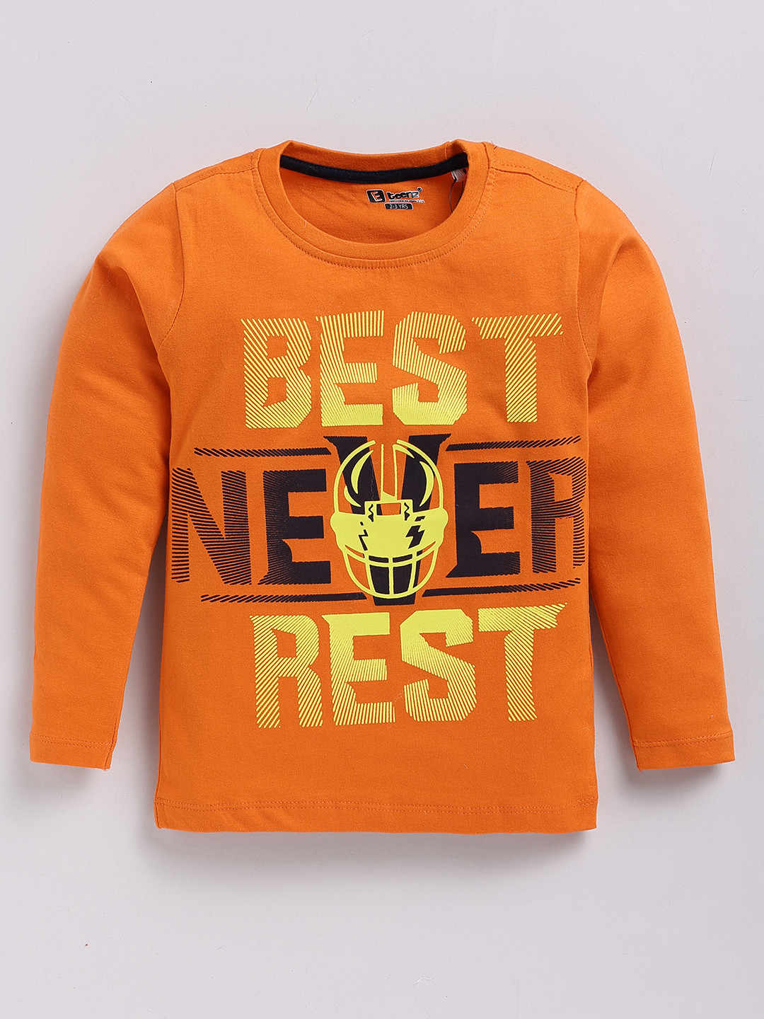 

Eteenz Boys Printed Premium Cotton T-shirt, Orange