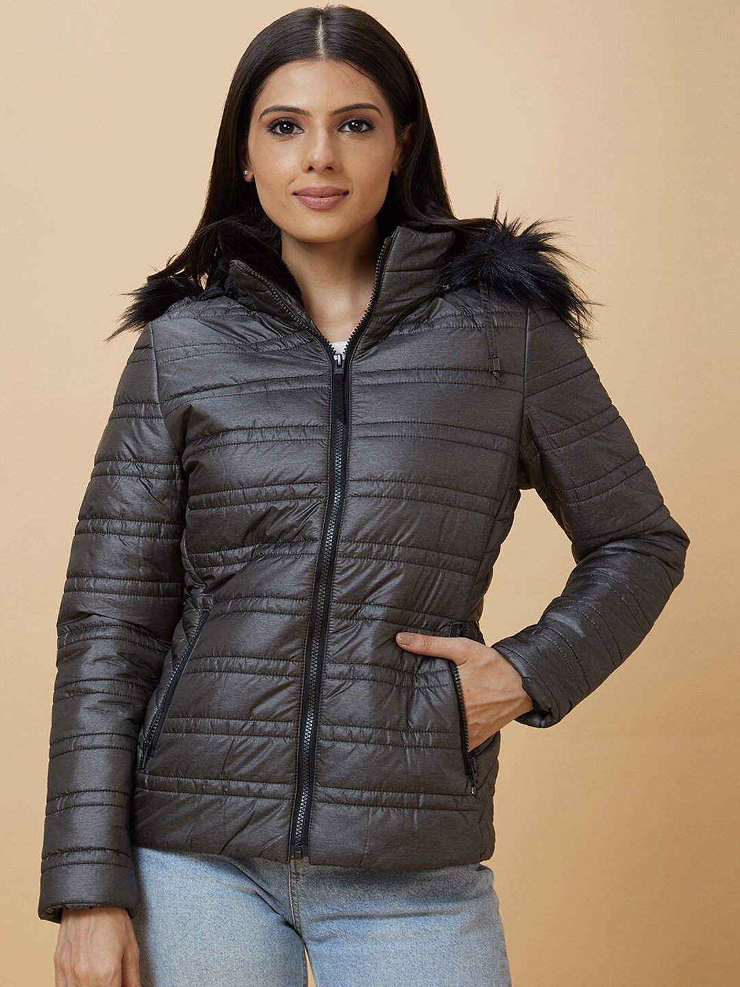

Globus Hooded Padded Jacket, Coffee brown
