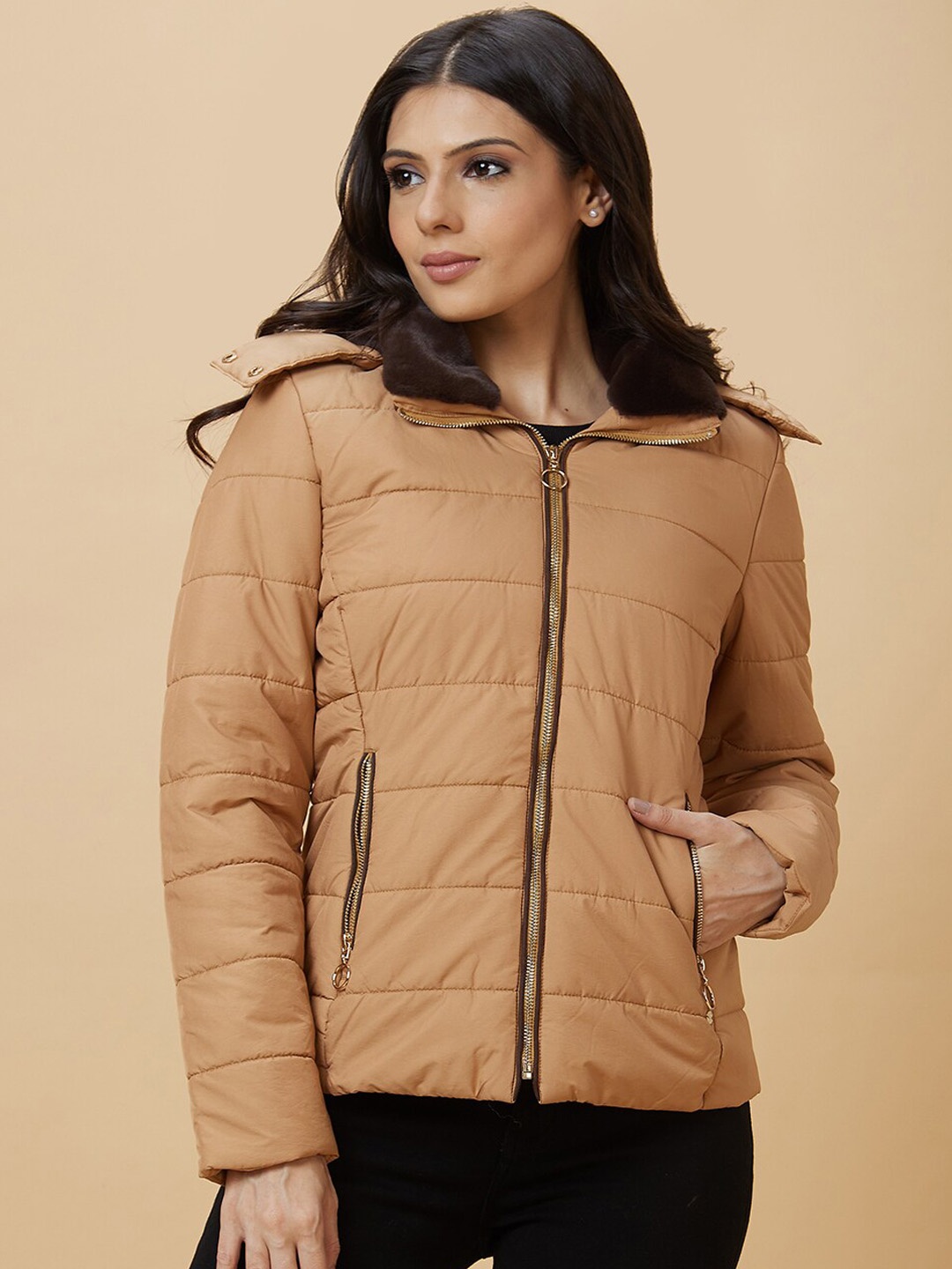 

Globus Hooded Padded Jacket, Tan