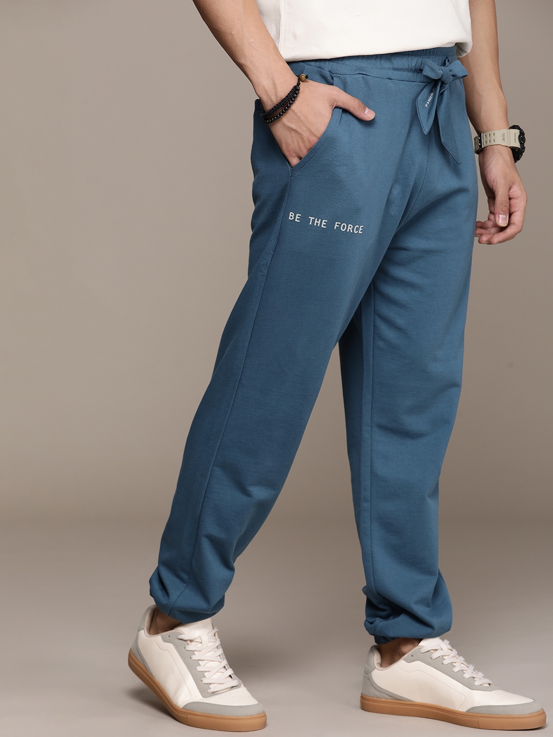 

Force IX Men Solid Relaxed Fit Pure Cotton Joggers, Teal