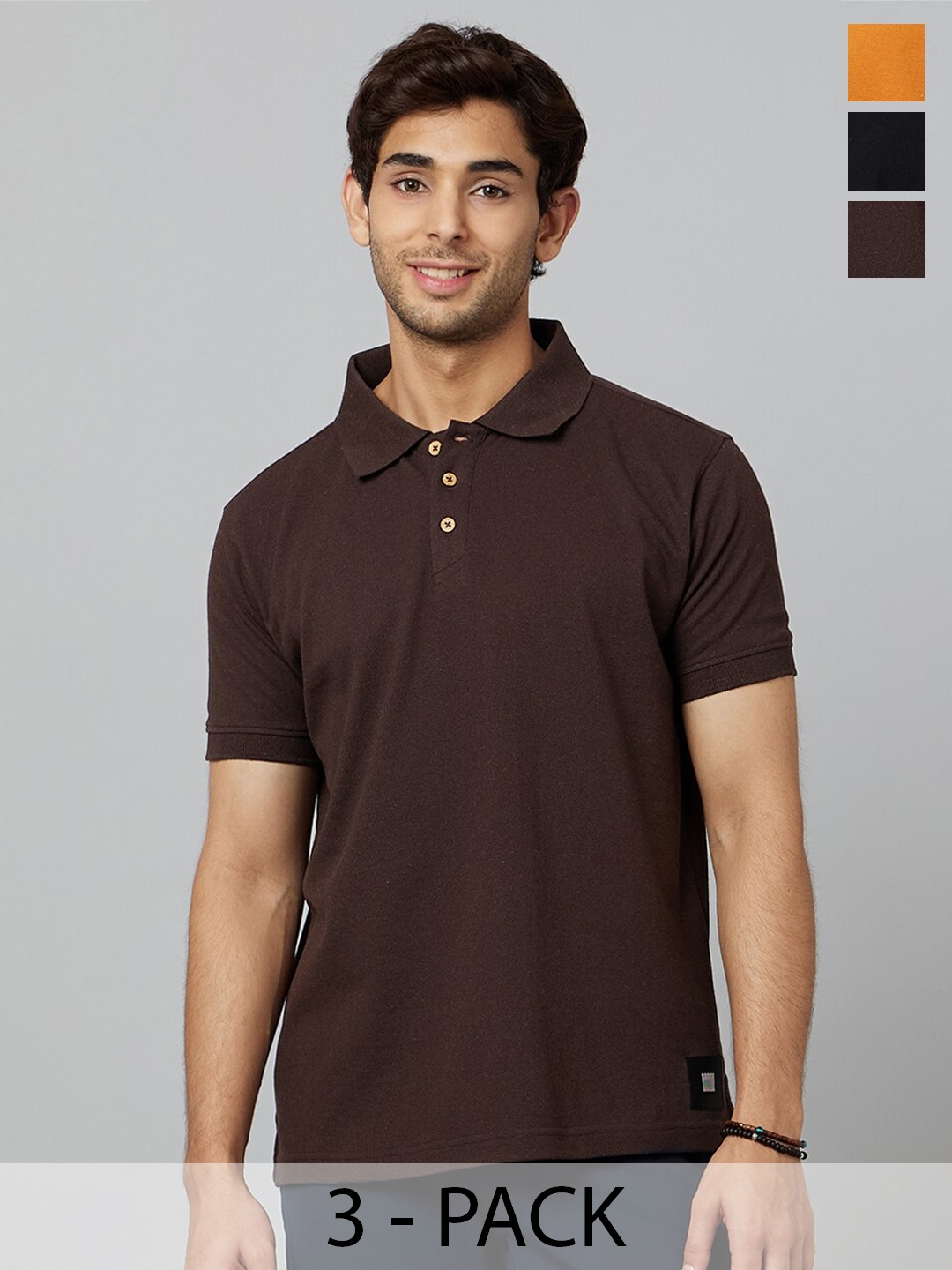 

Smugglerz Pack Of 3 Polo Collar Antimicrobial Casual T-shirt, Mustard