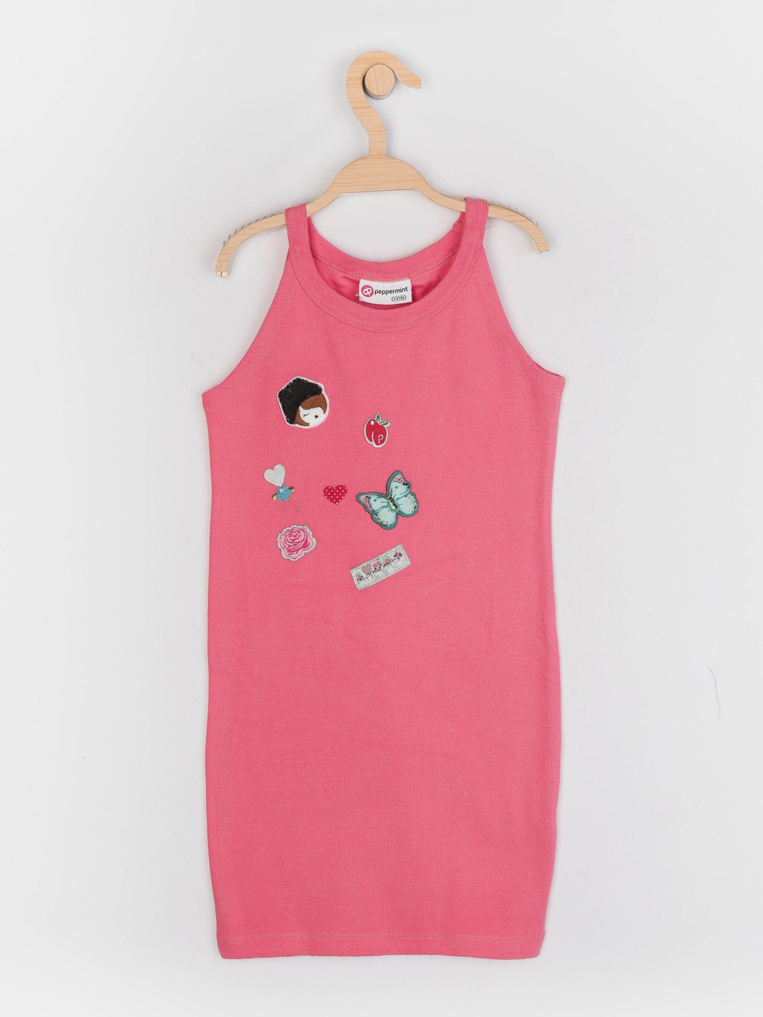 

Peppermint Girls Shoulder Strap Applique T-shirt Dress, Pink