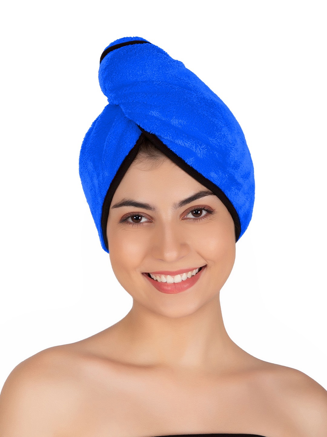 

Softspun Microfiber Blue & Black Anti-Bacterial 300 GSM Hair Drying Wrap Towel
