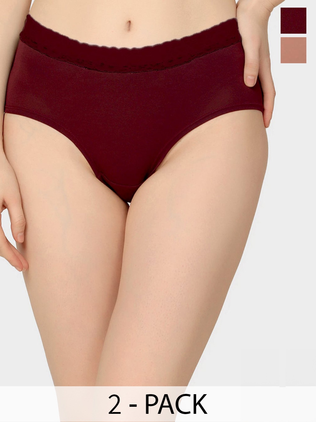 

Curvy Love Pack of 2 Anti Microbial Organic Cotton V- Shape Briefs, Maroon