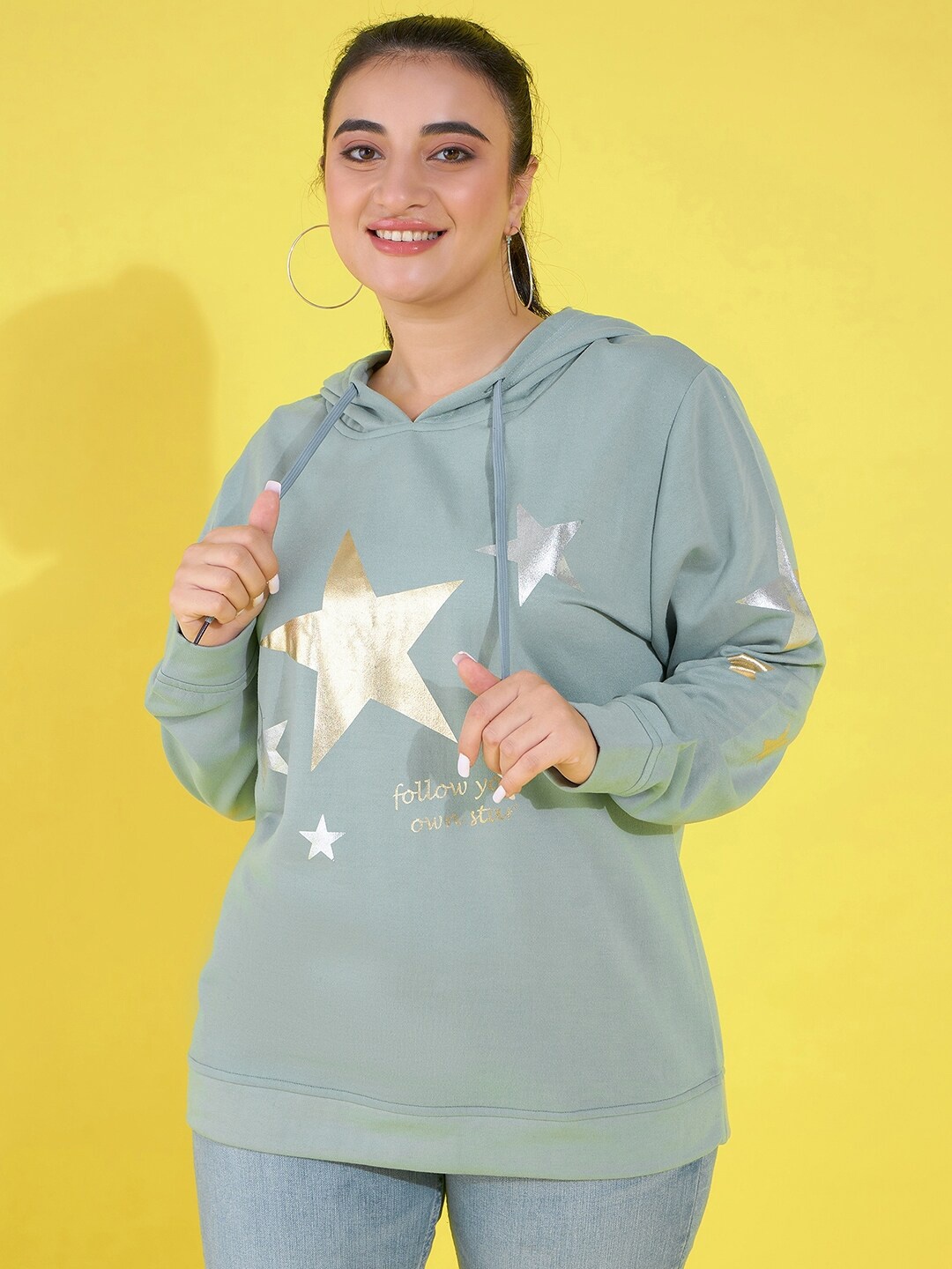 

AUSTIVO Graphic Printed Hooded Fleece Pullover Sweatshirt, Green