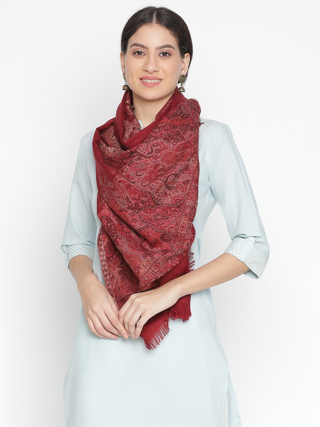 

SHINGORA Paisley Woven Design Stole, Maroon