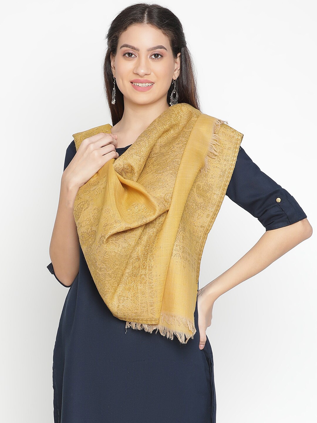 

SHINGORA Paisley Woven Design Stole, Mustard