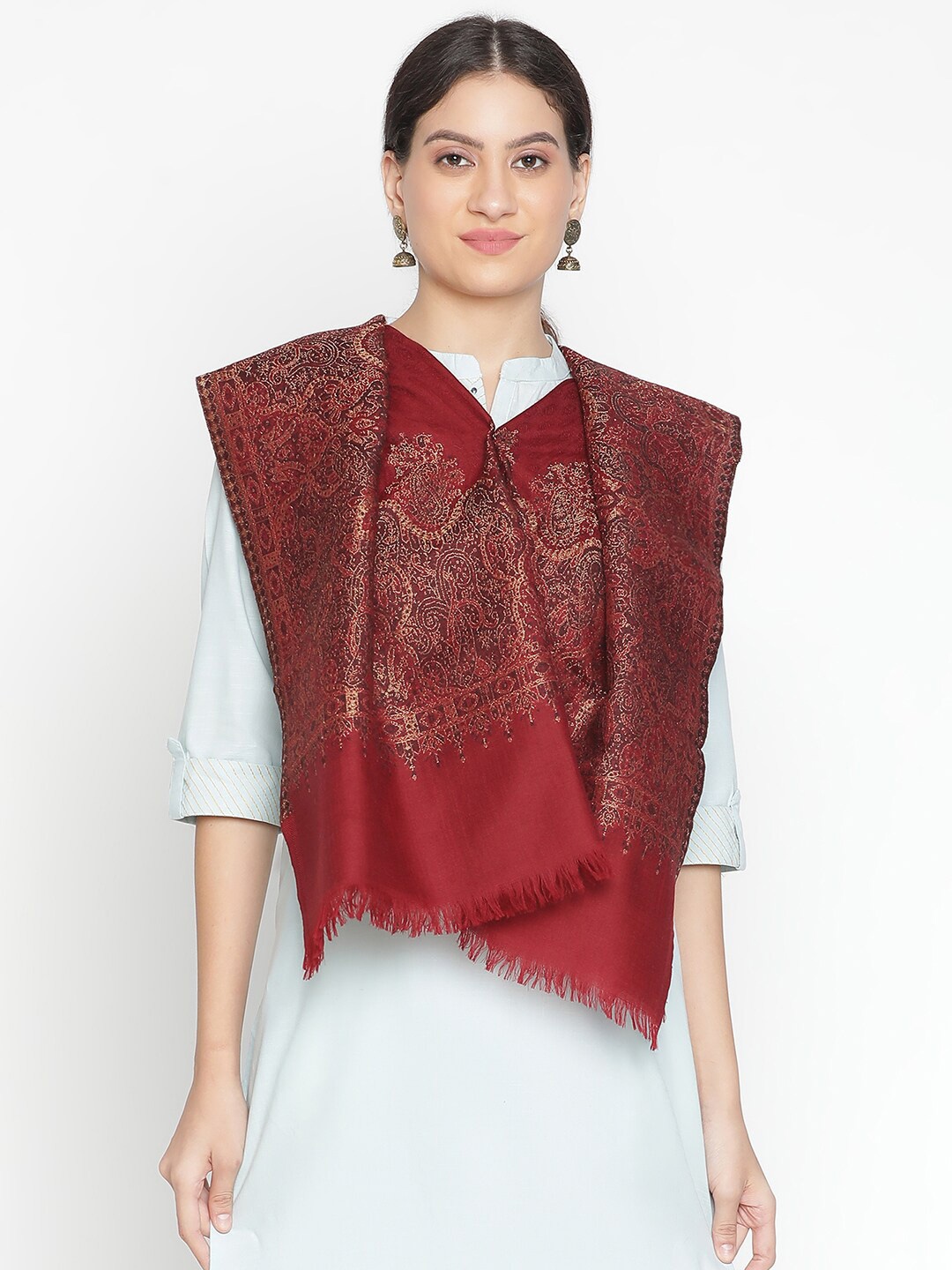 

SHINGORA Paisley Woven Design Stole, Maroon