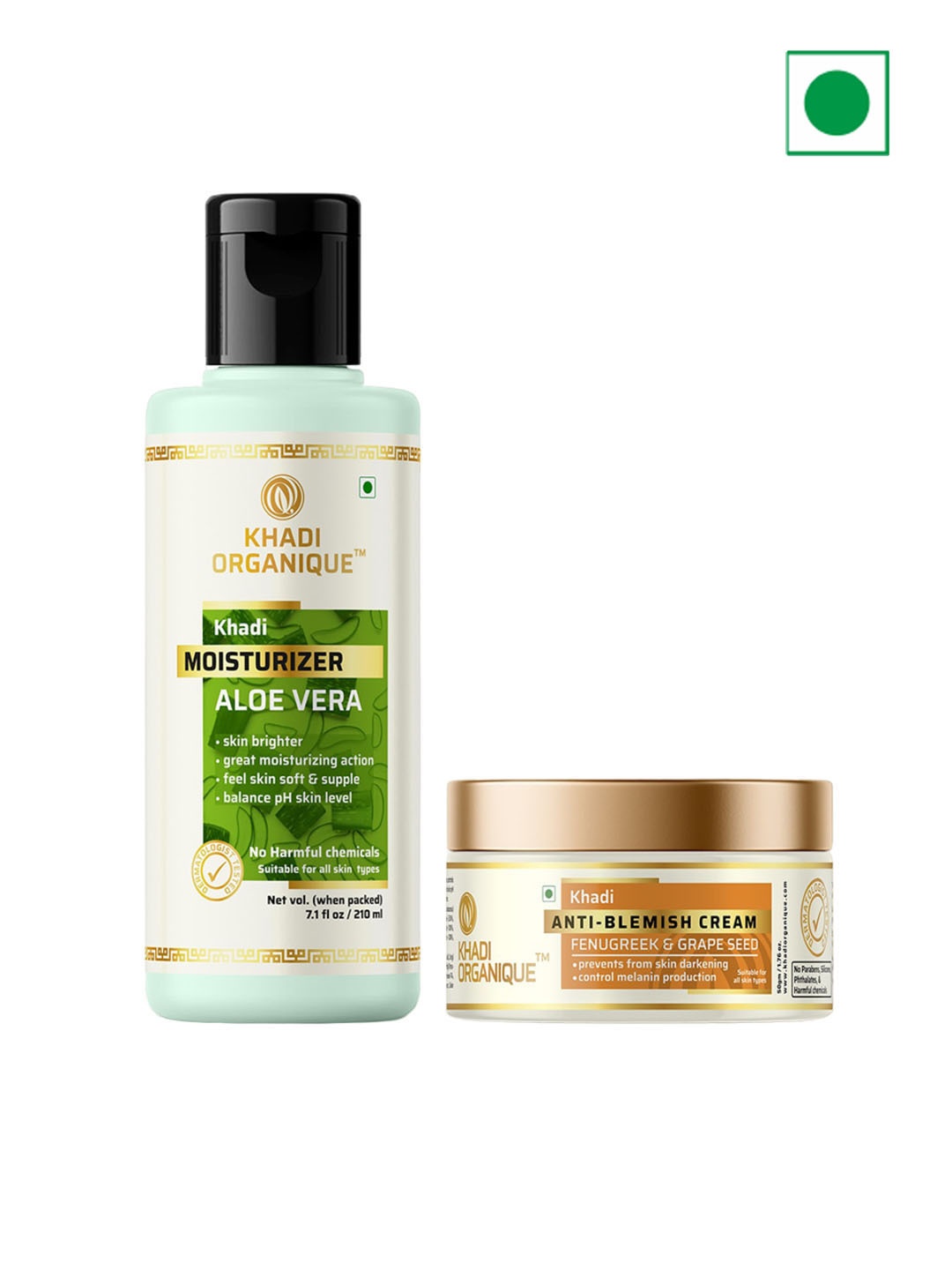 

Khadi Organique Set Of 2 Aloe Vera Moisturizer-210ml & Anti Blemish Cream-50ml, White