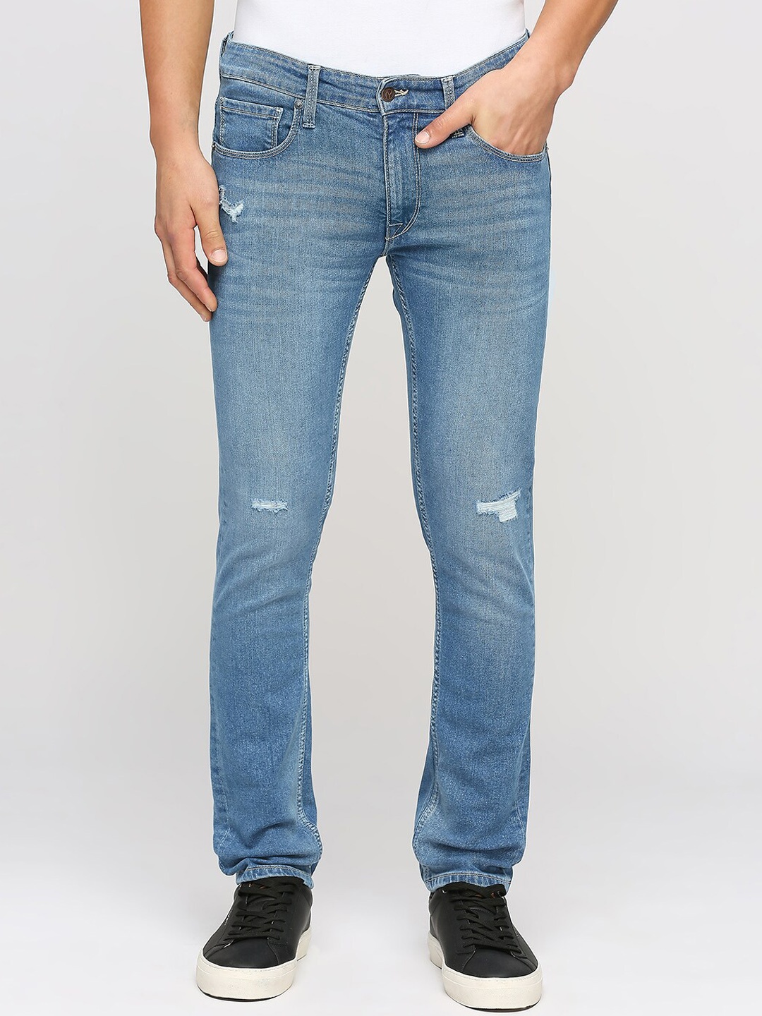 

Pepe Jeans Men Slim Fit Low-Rise Comfort Low Distress Stretchable Jeans, Blue