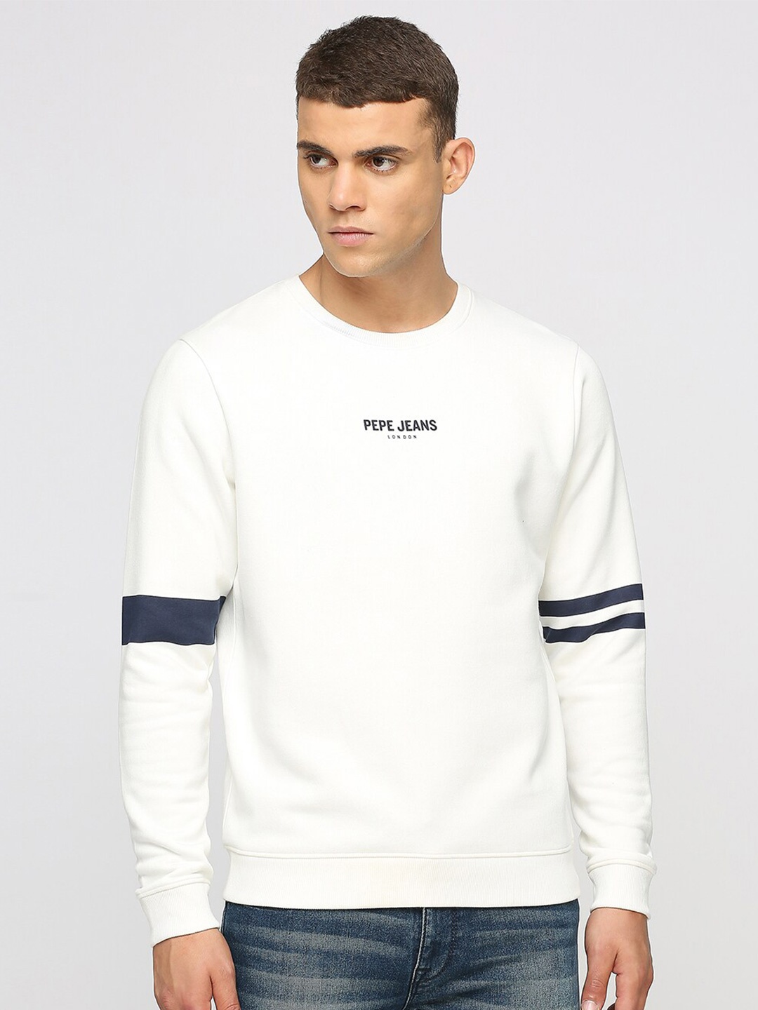 

Pepe Jeans Round Neck Pure Cotton Sweatshirt, White