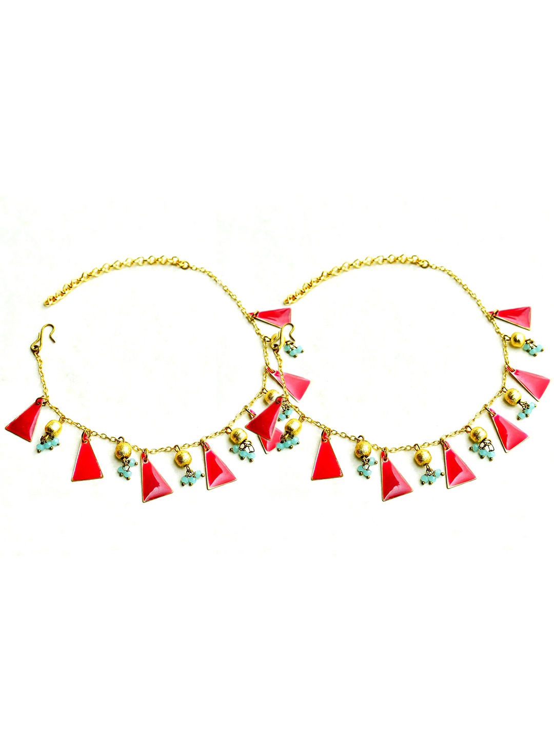 

BeAbhika Enamel Joy Charms Anklet, Red