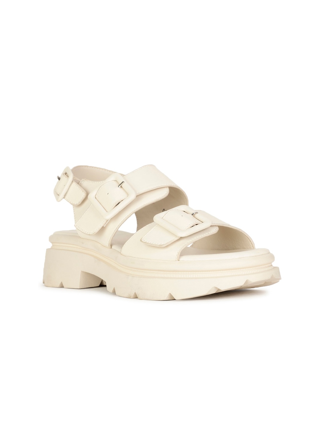 

Bata Buckle Detail Open Toe Platform Heels, Off white