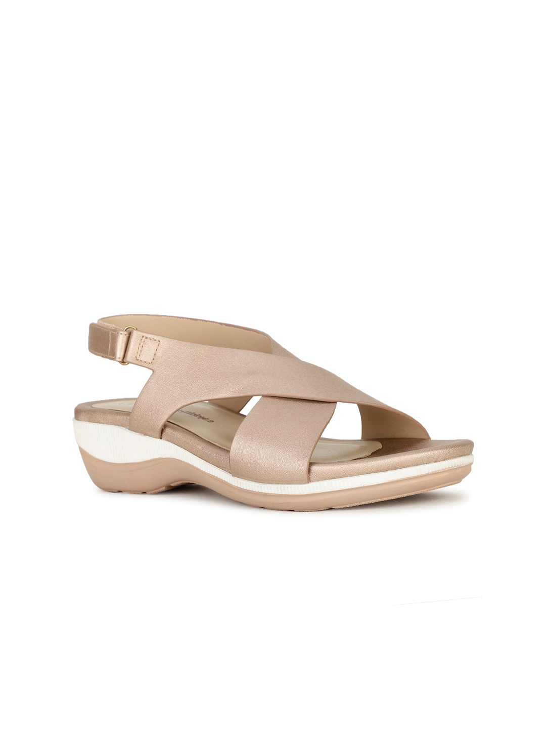 

Hush Puppies Cross Strap Open Toe Wedges With Buckles, Gold