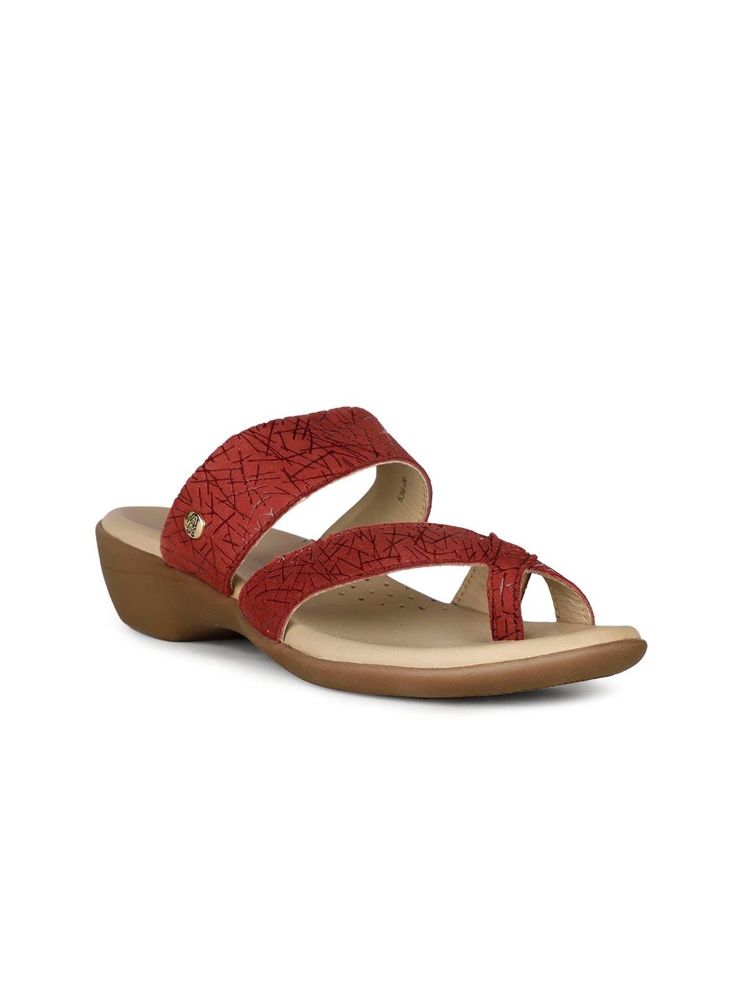 

Hush Puppies Printed Leather One Toe Comfort Heels, Red