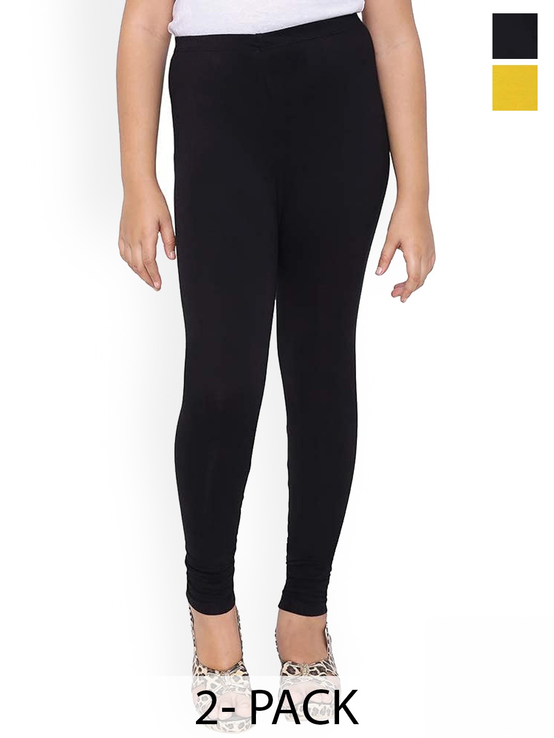 

FRENCH KLEIDER Girls Pack Of 2 Pure Cotton Leggings, Black