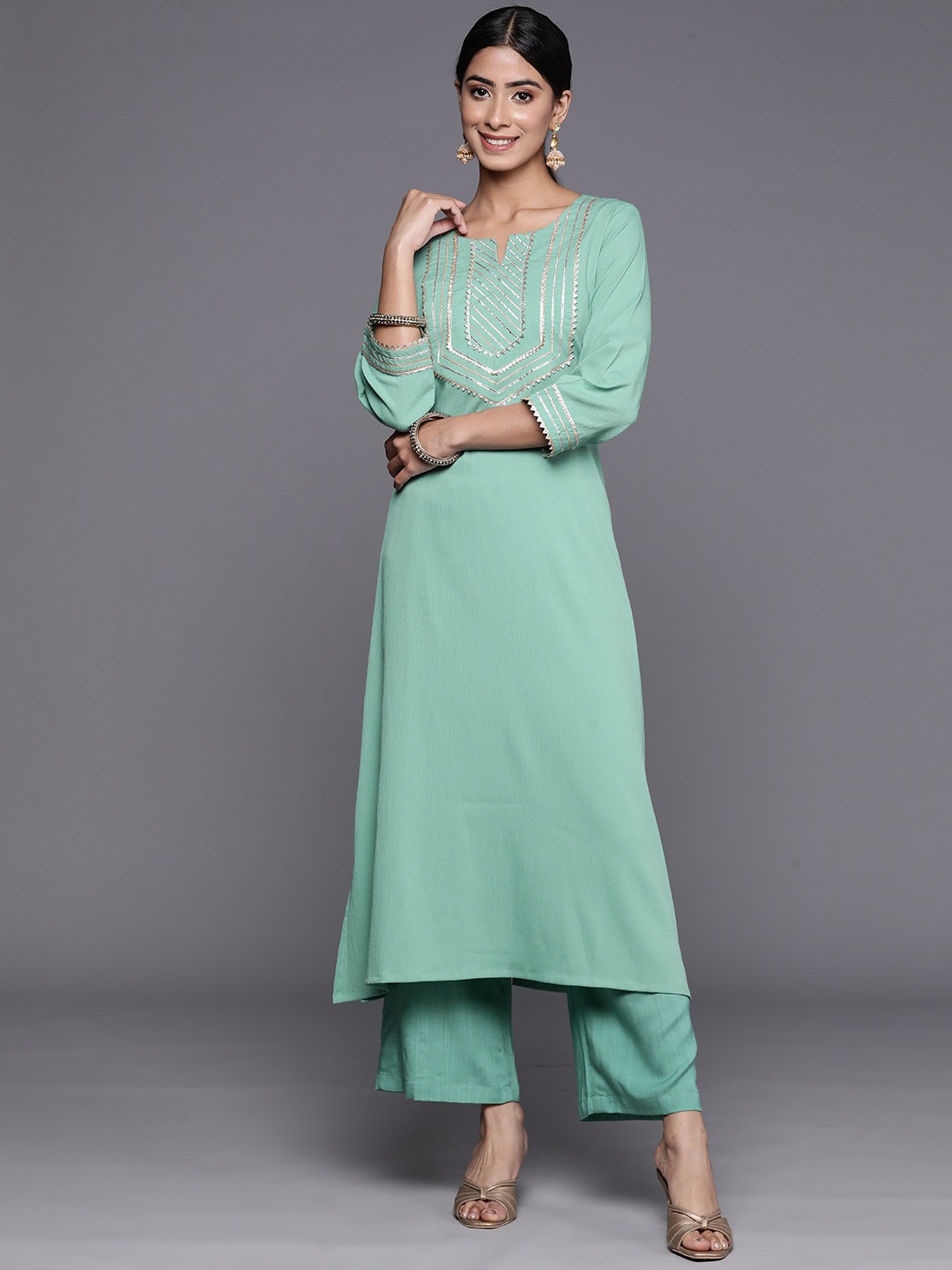 

KALINI Gotta Patti Straight Kurta, Sea green