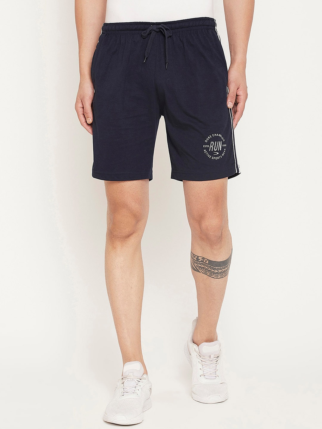 Duke Men Cotton Sports Shorts, Blue