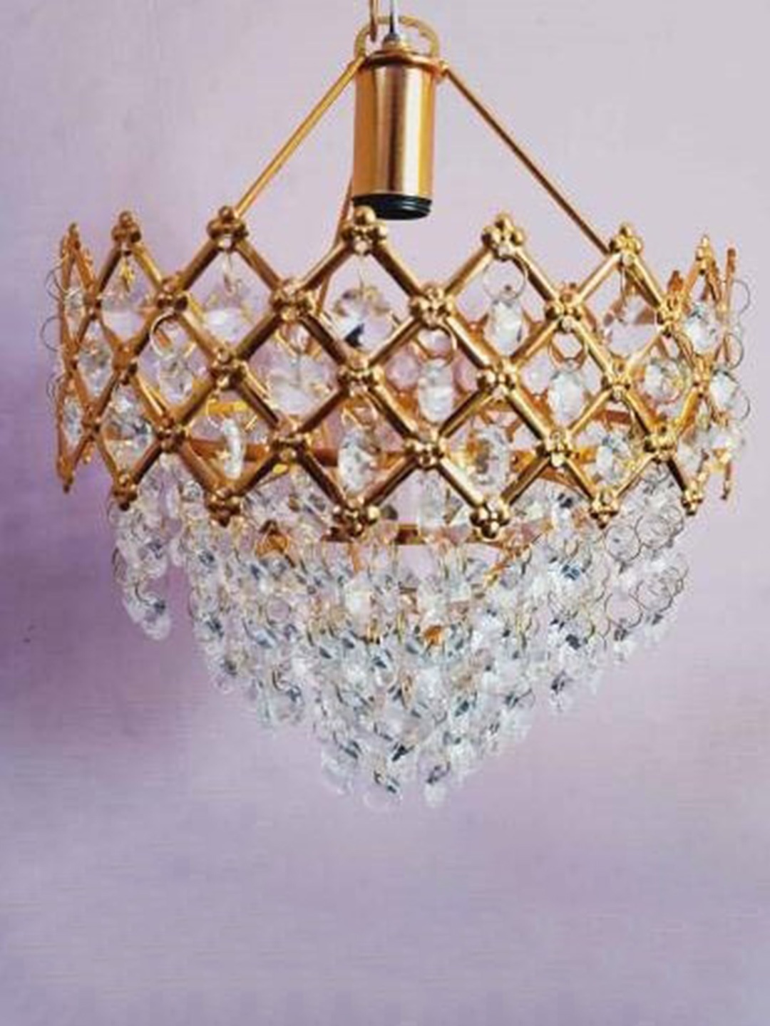 

SHRI MAHAL ANTIQUES Crystal Hanging Ceiling Lamp, Gold