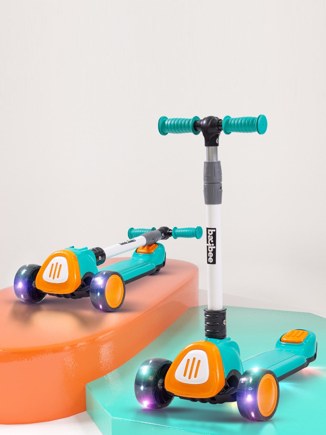 

BAYBEE Kids Dusty Kick 3 Wheel Foldable Scooter, Green