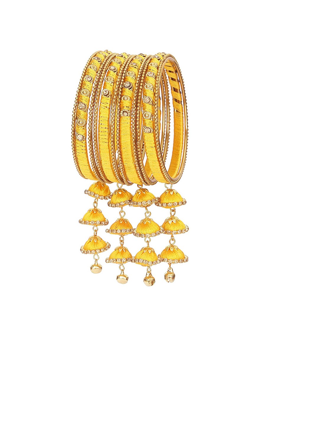 

NMII Set Of 12 Zircon-Studded Latkan Bangles, Gold